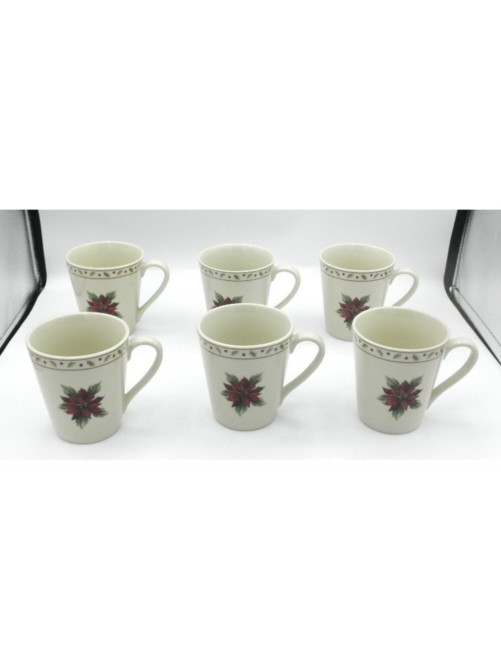 Merry Brite MBT1 Coffee Mug Set of 6 Poinsettia Christmas